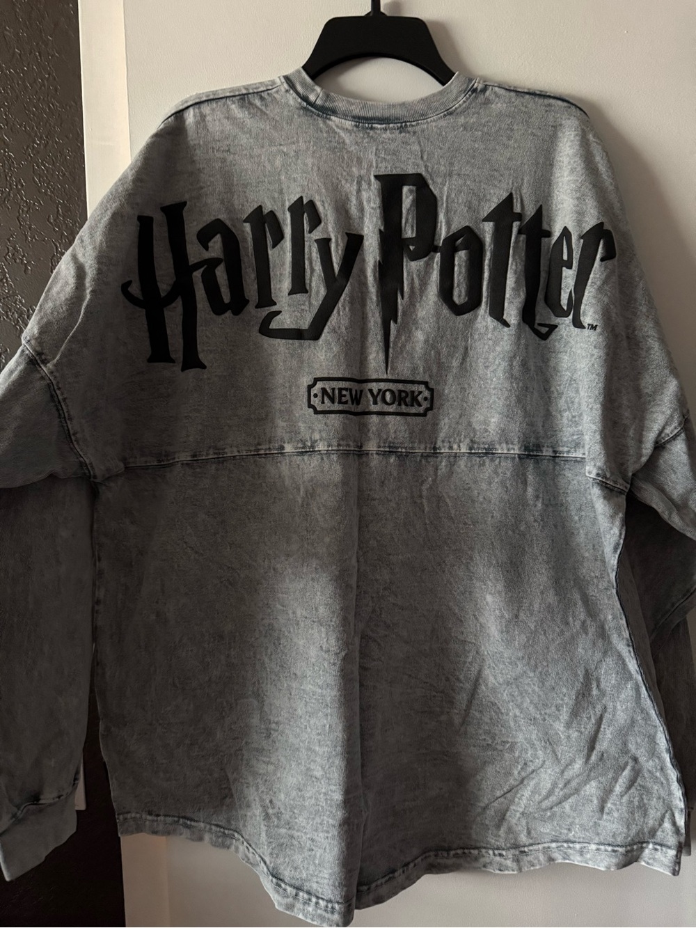 Harry Potter Grey Acid-Wash Long Sleeve Graphic Top